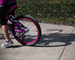 Back wheel of a girl's bike