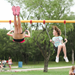 Girls swinging at the playground